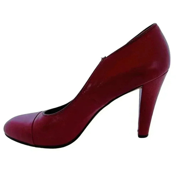YSL Yves Saint Laurent Vintage Dark Red Leather Pumps Heels Pumps Size 8 US - Picture 5 of 13